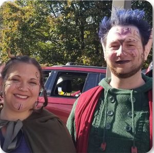 Guests in Halloween costumes at a previous Trinity Trunk or Treat
