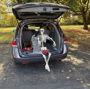 Skeleton themed decorated trunk at a previous Trinity Trunk or Treat